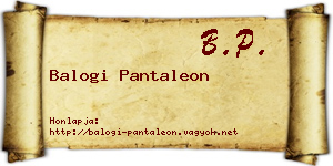 Balogi Pantaleon névjegykártya